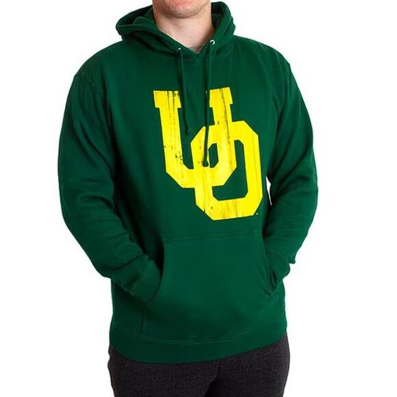 THE DUCK STORE Men's Forest OSC Blend Yellow Interlock UO Fleece Hood Size S - Picture 1 of 10
